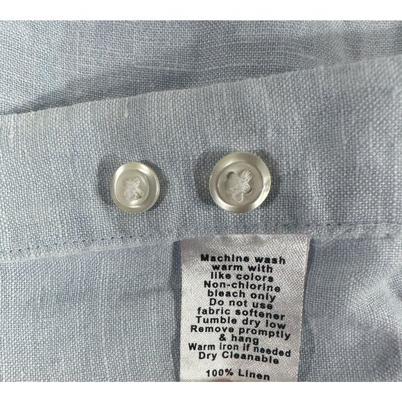 Paul Fredrick Luxery Non Iron Linen Shirt Size 16 x 34 Classic Fit Light Blue - Picture 4 of 7